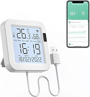 WiFi Thermometer Hygrometer Innen, Tuya Raumthermometer wlan Temperatursensor mit Smart App, LCD …
