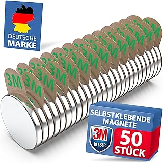 REORDA Neodym Magnete [STARKER 3M KLEBER] Maxi-Pack 50 Stück (8x1mm) | mit 3m Magnet klebepads |…