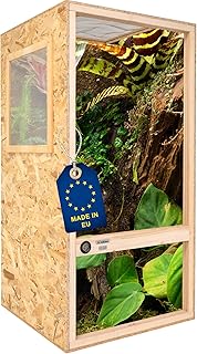 ITA Chamäleon Terrarium 120x60x60 cm mit Flächenbelüftung & Integriertem Hygrometer – Holzterr…