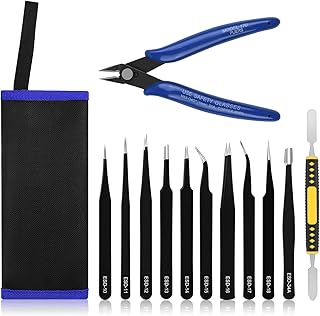 Ainiv Pinzette Sets, 12 Stück Präzisions Antistatisch Edelstahl Pinzette Werkzeug, für Compute…