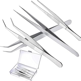 Pinzette, 4 Stück Precision Tweezers Set, 14 cm und 12cm Pinzette Lang Edelstahl Profi für Elek…