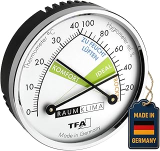 TFA Dostmann Analoges Thermometer Hygrometer mit Metallring, 45.2024, Luftfeuchtigkeitsmessgerät…