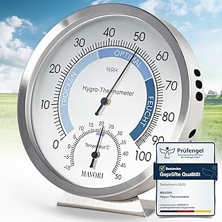2in1 Hygrometer innen analog und Thermometer analog innen aus Edelstahl – Thermometer Hygrometer …