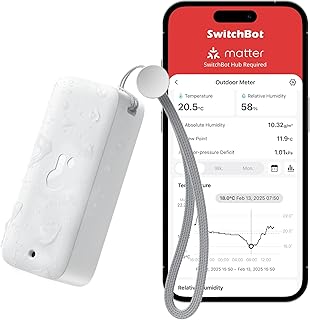 SwitchBot IP65 Hygrometer Thermometer Innen Außen, Bluetooth Thermometer con Taupunkt/VPD/Absolu…