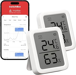 SwitchBot Thermometer Hygrometer Innen, Bluetooth Hygrometer Digital Temperatur Feuchtigkeit Sens…
