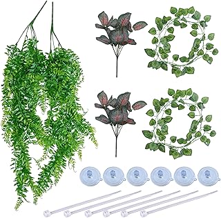 6er-Set Künstliche Pflanzen Reptilien, Hängepflanzen mit Biegsamen Ranken & Saugnäpfen, Realis…
