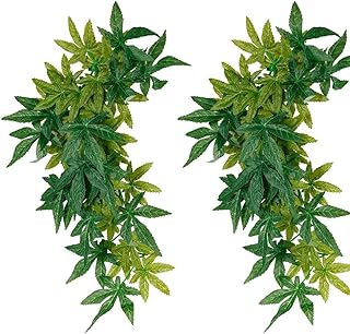 Abizoo 2 Pack Terrarium Pflanze,Terrarium deko Künstliche Ranken Kletter-terrarienpflanze Reptil…