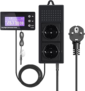 Luxvista 220V Reptilien Thermostat Terrarium Tag Nacht, mit Heizung oder Kühlung, Digital Zeitsc…