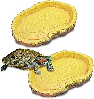 2 Stück Wasserschale Terrarium, Schildkröten-Futterschalen, Terrarium Zubehör für Reptilien W…