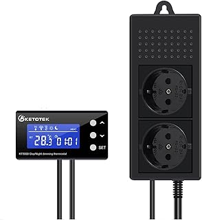 KETOTEK PID Thermostat Terrarium Reptilien Heizung Tag Nacht mit Zeitschaltuhr Digital Dimmthermo…