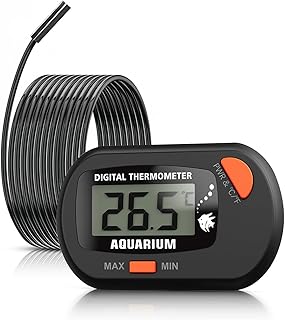 Aquarium Thermometer mit Sonde und Saugnapf, Mini Wasserthermometer Digital, digitales LCD-Wasser…