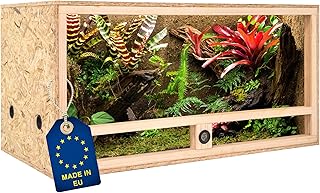 ITA Holz Terrarium 100x50x50 cm mit Seitenbelüftung & Integriertem Hygrometer – Holzterrarium au…