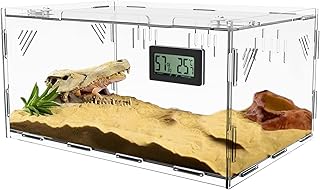 Terrarium Tank, Acryl Transparente Reptilien Futterbox Mit Temperatur Hygrometer, Insekten Futter…