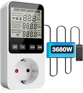 Diymore Feuchtigkeitsregler/Temperaturregler Steckdose 230V mit Fühler, 3680W Digitaler Hygrosta…