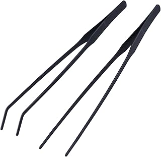 Aquarium Pinzette Set 27cm Schwarz, Lange Pinzette Rostfrei, Terrarium Zubehör Futterpinzette, P…