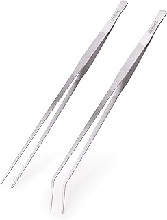 VORESTIC 2 Stück Aquarium Pinzette Lang 48 cm Set, Gerade und Gebogen Aquarium Pinzette 48 cm, S…