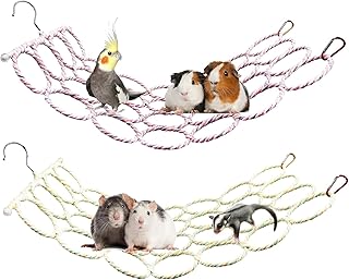 2er-Pack Hängendes Kletterspielzeug für Kleintiere – Ratten-Kletternetz & Vogelschaukel, Papa…