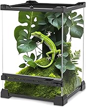 Mini-Reptilien-Glas-Terrarium, 20 x 20 x 30 cm, robuster Reptilien-Lebensraum mit hitzebeständig…