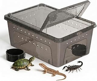 Kunststoff Reptilienbox Terrarium für Reptilien Zuchtbox mit Futterspender Feuchtigkeitsbeständ…