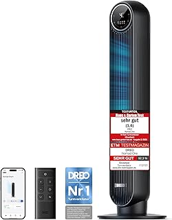 Dreo Smart Leiser Turmventilator, APP & Sprachsteuerung, 90° oszillierender Ventilator mit Fernb…
