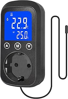 Digital Temperature Controller Socket mit wasserdichtem Sensor, Heizung Kühlsteuerung Thermostat…