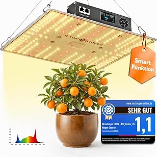 LED Grow Lampe 100W mit Klimasensor, Timer & Dimmer Vollspektrum Pflanzenlampe & Anzuchtlampe fü…