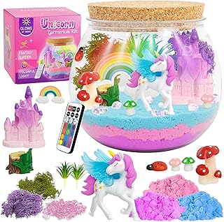 Einhorn Terrarium für Mädchen, Bastelset mit Fernbedienung und bunten Lichtern, Nachtlicht für…