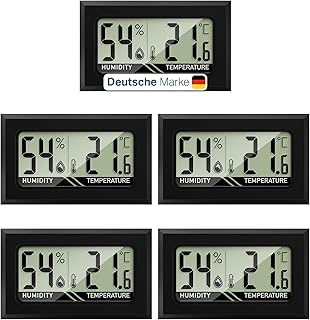 Thermo-Hygrometer 5er Set Digital – Mini Hygrometer Innen, 2-in-1 Feuchtigkeitsmessgerät & Raumt…