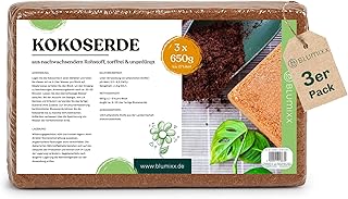 Kokoserde für Pflanzen 3 x 650g – Humuserde Kokosziegel, Anzuchterde torffrei, Kokosfaser Substr…