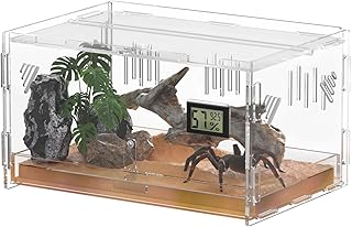 Terrarium für Reptilien, Reptil Fütterungsbox, Acryl Terrarium mit Digitales Thermometer Hygrom…