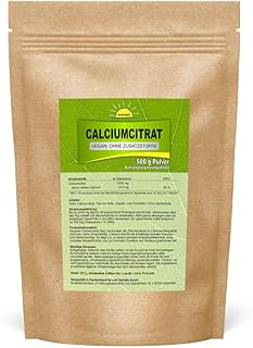 Calciumcitrat, Pulver, 500 g im Beutel, hochreine Lebensmittelqualität, ohne Zusatzstoffe, Bonem…