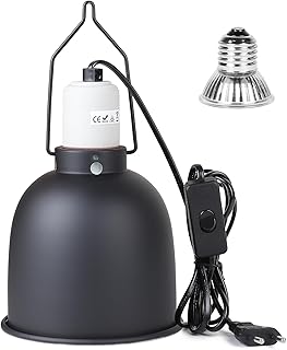 CPROSP Reptilien Terrarium Dome Lampenfassung E27 mit 1 Wärmelampe, Aluminium Reflektorlampe mit…
