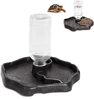 Futternapf für Schildkröten Tränke, ZoneYan Reptilien Wasserschale mit Flasche, Terrarium Wass…