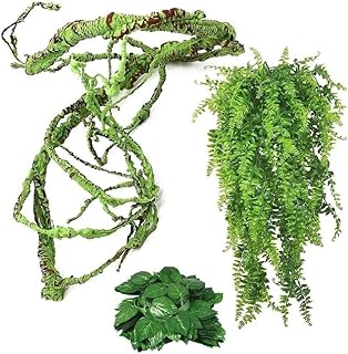 Kathson 3 PCS Reptilien Reben Pflanzen Flexible Biegbare Dschungel Klettern Vine Kunststoff Pflan…