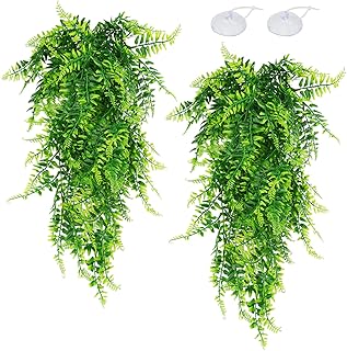 QUOZUO Hängepflanze Terrarium Zubehör, 2pack Künstliche hängende Pflanzen Reptilien Tank Lebe…