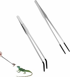 2 Stück Pinzette Lang Edelstahl Mit Gummispitze Aquarium Pinzette Edelstahl Futterzange für Rep…
