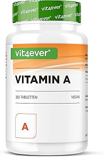 vit4ever Vitamin A – 365 Tabletten – 3.000µg – 10.000 I.E – hochdosiert | Alternative zu Kapseln…