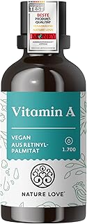 Nature Love Vitamin A Tropfen – 50 ml (1.700 Tropfen) – Retinol aus Retinylpalmitat in MCT-Öl …