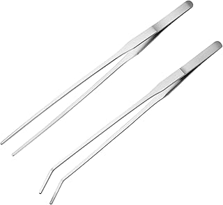 Futterzange, 27 cm, Edelstahl-Pinzetten-Set, spitze Pinzette und gebogene Pinzette für die Reini…