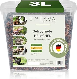 Grillen Heimchen getrocknet 3L – Getrocknete Insekten für Igel, Vögel, Reptilien & Nager – Igel…