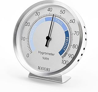 Hygrometer innen analog aus Edelstahl – eleganter & präziser Luftfeuchtigkeitsmesser für ein ge…