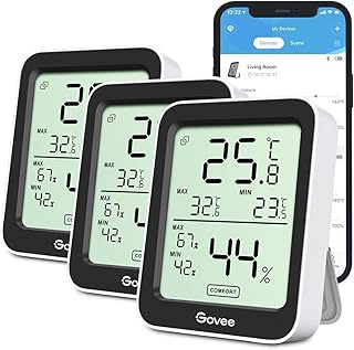 Govee Bluetooth Thermometer Hygrometer Innen, Digitale Thermometer 3 Stück | Präzise Temperatur…