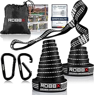 ROBBX® Hängematte Befestigungsset 300×2,5cm inkl. Schwerlast Karabiner | Hängematten Aufhängu…