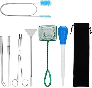 7 Stück Aquarium Aquascaping Tools Set, 7-in-1-Aquarium Reinigung Schere Zangen Spatel Pinzette,…