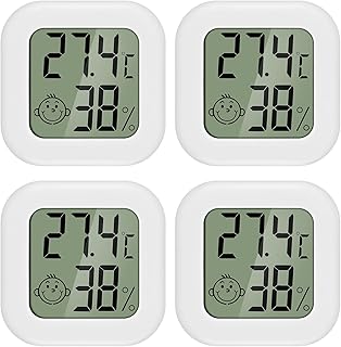 PAIRIER Luftfeuchtigkeitsmesser Thermometer Hygrometer Innen, 4 Stück | Mini LCD Digital, Gauge,…