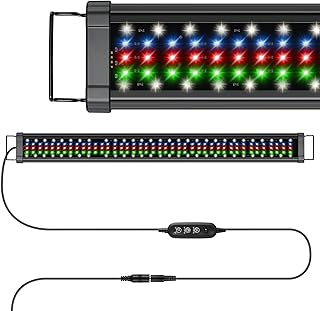 Aquarium LED Beleuchtung 89–128cm, 186 LEDs 7000Lux, Doppelsteuerung Fernbedienung+Kabelcontrol…