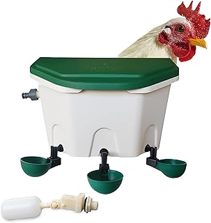 Breker AviAqua Automatische Hühnertränke 8L [mit WASSERANSCHLUSS] – 3 Tränkebecken mit Kippfun…