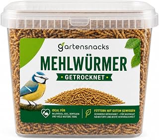 Mehlwürmer getrocknet 5L (700g) – Premium Insektenfutter für Igel, Hühner, Schildkröten, Vög…