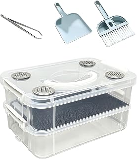 Mehlwurm Zucht Set, Transparente Zuchtbox | 1,4 mm Lochfilter für Kot, Für lebende Mehlwürmer,…