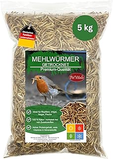 Mehlwürmer getrocknet 5 kg – Premium Einzelfuttermittel für Wildvögel, Ergänzung zum Vogelf…
